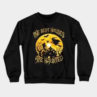 Graphic Design Halloween Haunted Spooky House Crewneck Sweatshirt